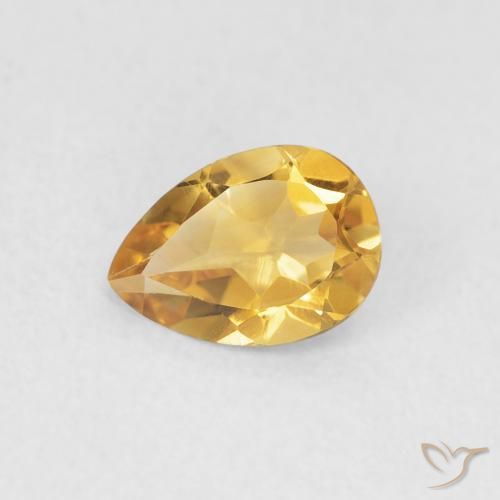 0.62ct Natural Golden Citrine, Pear Shape, VVS