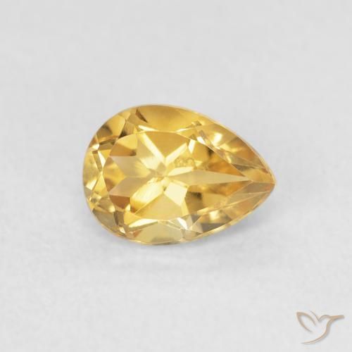 0.77 ct Golden Citrine Stone, Natural Citrine in Pear Facet Shape for Sale