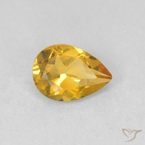 0.66 ct Golden Citrine Stone, Natural Citrine in Pear Facet Shape for Sale