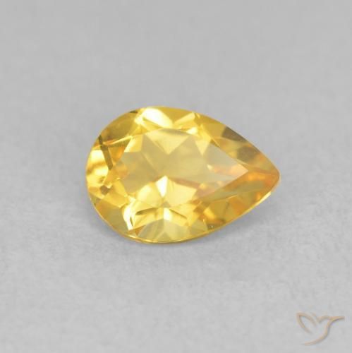0.68 ct Golden Citrine Stone, Natural Citrine in Pear Facet Shape for Sale