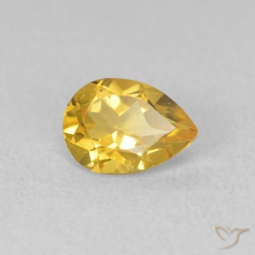 0.66 ct Golden Citrine Stone, Natural Citrine in Pear Facet Shape for Sale