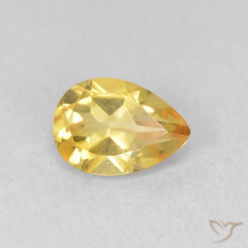0.69 ct Golden Citrine Stone, Natural Citrine in Pear Facet Shape for Sale
