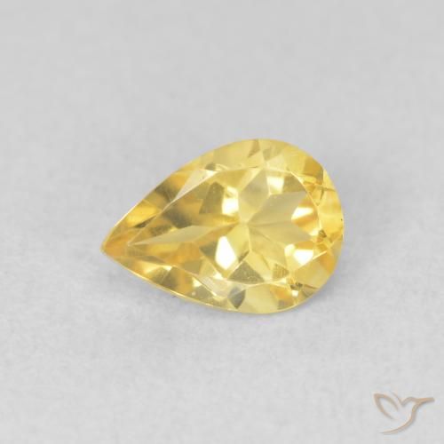 0.64ct Natural Golden Orange Citrine, Pear Shape, VVS