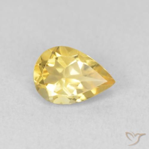 0.64 ct Golden Citrine Stone, Natural Citrine in Pear Facet Shape for Sale