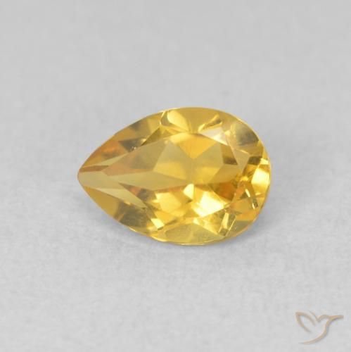 0.68ct Natural Golden Citrine, Pear Shape, VVS