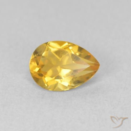 0.68 ct Golden Citrine Stone, Natural Citrine in Pear Facet Shape for Sale