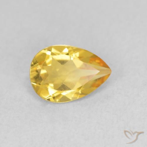0.62 ct Golden Citrine Stone, Natural Citrine in Pear Facet Shape for Sale