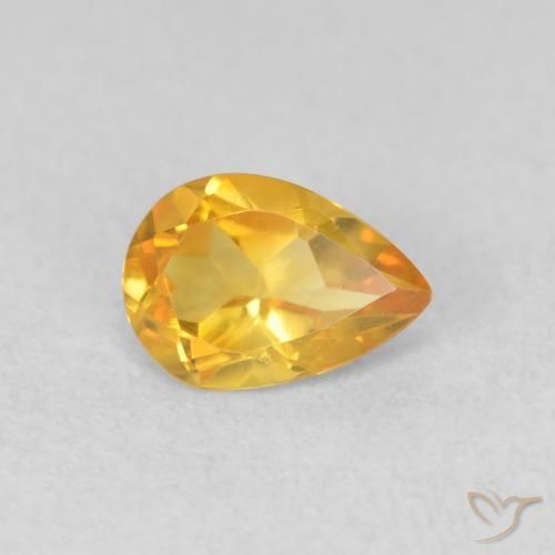 0.64 ct Golden Citrine Stone, Natural Citrine in Pear Facet Shape for Sale