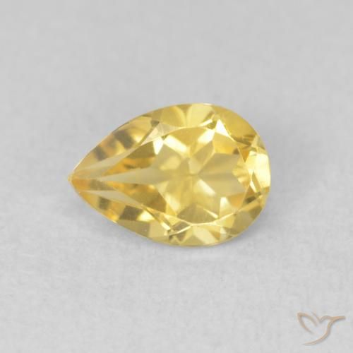 0.74ct Natural Golden-Yellow Citrine, Pear Shape, VVS