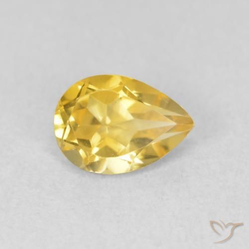 0.74 ct Golden Citrine Stone, Natural Citrine in Pear Facet Shape for Sale
