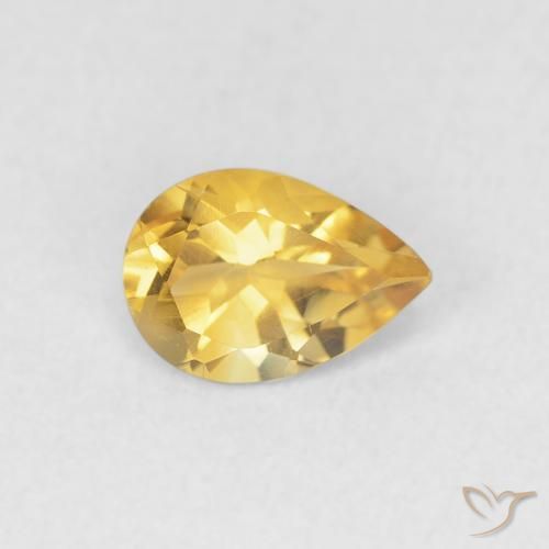 0.61 ct Golden Citrine Stone, Natural Citrine in Pear Facet Shape for Sale