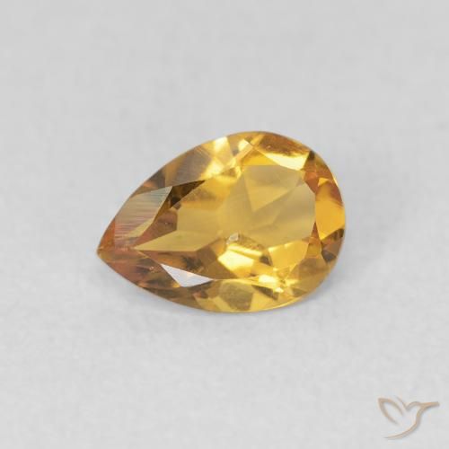 0.62ct Natural Golden Orange Citrine, Pear Shape, VVS