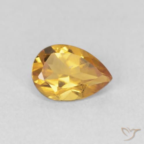 0.62 ct Golden Citrine Stone, Natural Citrine in Pear Facet Shape for Sale