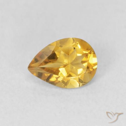 0.62ct Natural Golden Orange Citrine, Pear Shape, VVS