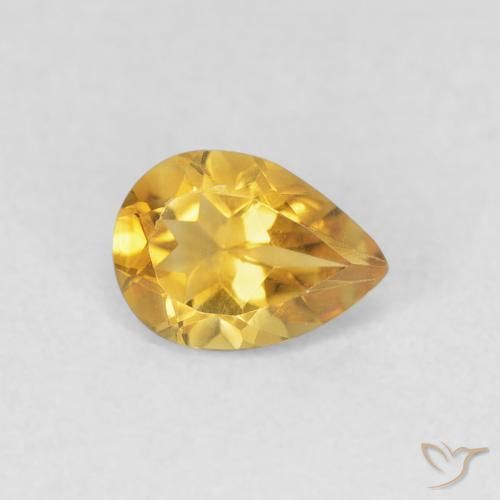 0.62 ct Golden Citrine Stone, Natural Citrine in Pear Facet Shape for Sale