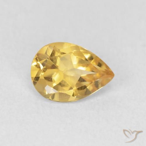 0.70 ct Golden Citrine Stone, Natural Citrine in Pear Facet Shape for Sale