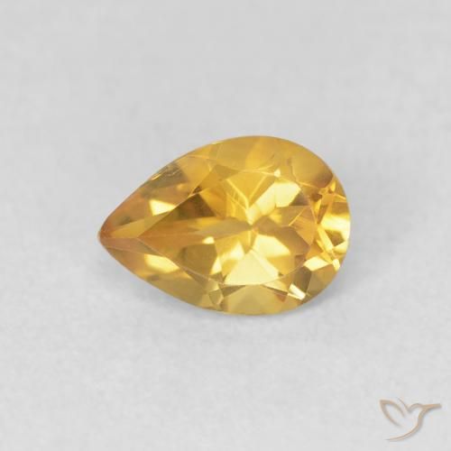 0.70ct Natural Golden Citrine, Pear Shape, VVS