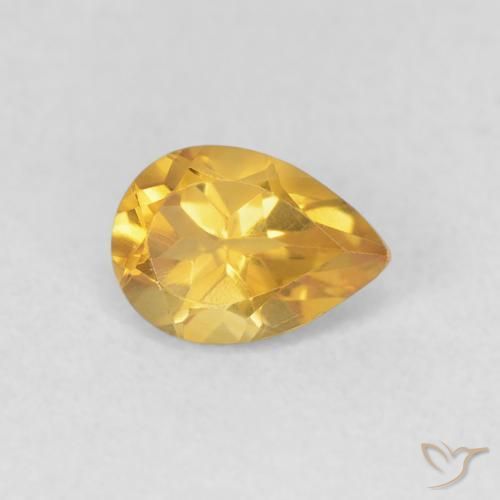 0.70 ct Golden Citrine Stone, Natural Citrine in Pear Facet Shape for Sale