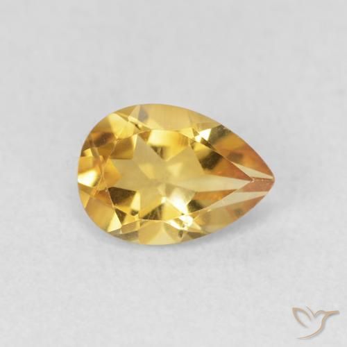0.67 ct Golden Citrine Stone, Natural Citrine in Pear Facet Shape for Sale