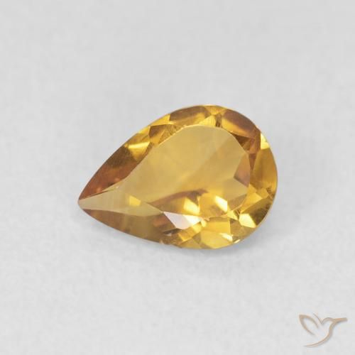0.60ct Natural Medium Light-Golden Citrine, Pear Shape, VVS