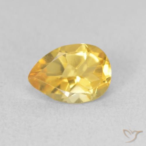0.67ct Natural Medium Gold Citrine, Pear Shape, VVS-VS