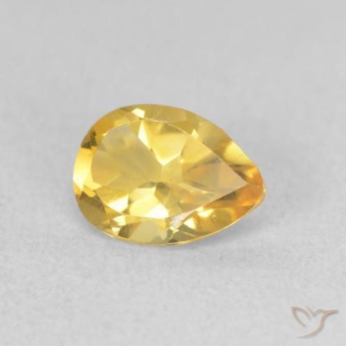 0.67 ct Golden Citrine Stone, Natural Citrine in Pear Facet Shape for Sale