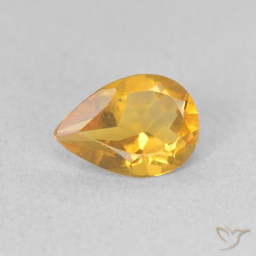 0.58ct Natural Golden Orange Citrine, Pear Shape, VVS-VS