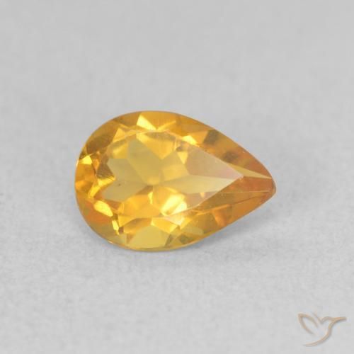 0.58 ct Golden Citrine Stone, Natural Citrine in Pear Facet Shape for Sale