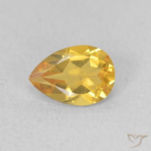 0.66ct Natural Medium Golden Citrine, Pear Shape, VVS-VS