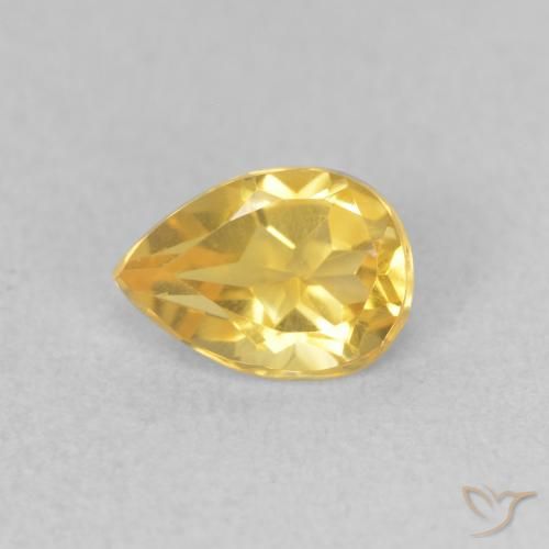 0.63ct Natural Golden Orange Citrine, Pear Shape, VVS-VS