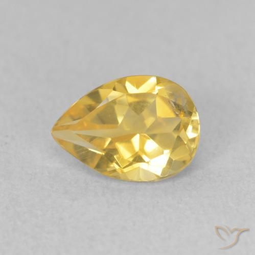 0.69ct Natural Golden Orange Citrine, Pear Shape, VS