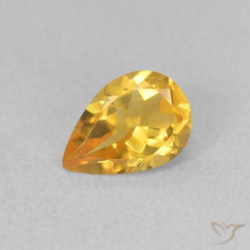 0.59ct Natural Golden Citrine, Pear Shape, VVS-VS