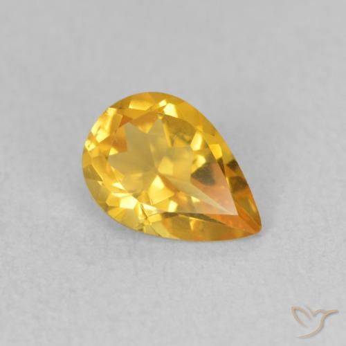 0.59 ct Golden Citrine Stone, Natural Citrine in Pear Facet Shape for Sale