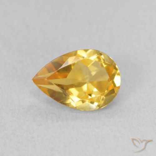 0.66ct Natural Golden Citrine, Pear Shape, VVS-VS
