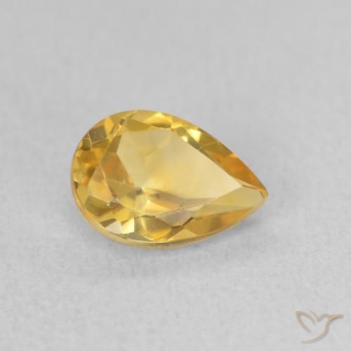 0.66 ct Golden Citrine Stone, Natural Citrine in Pear Facet Shape for Sale