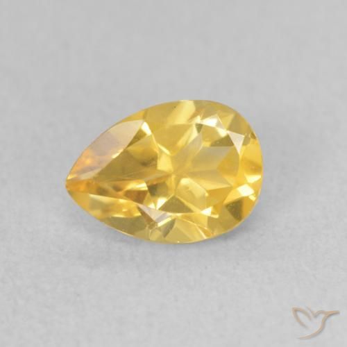 0.71ct Natural Golden Orange Citrine, Pear Shape, VS