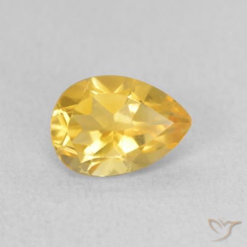 0.71 ct Golden Citrine Stone, Natural Citrine in Pear Facet Shape for Sale