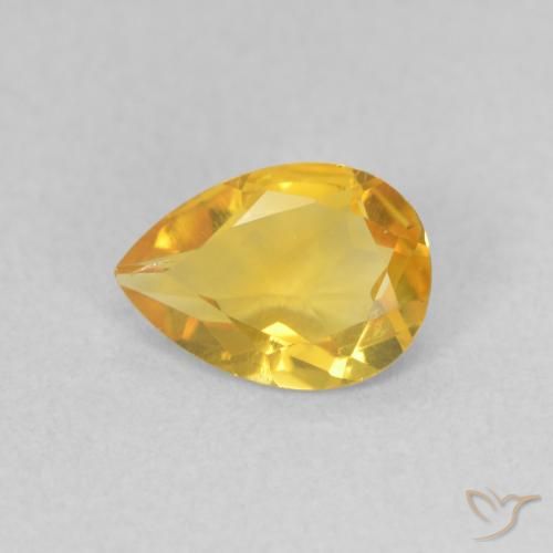 0.61 ct Golden Citrine Gemstone, Citrine Gem in Pear Facet Shape for Sale.