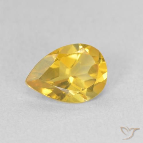 0.65ct Natural Medium Golden Citrine, Pear Shape, VVS-VS