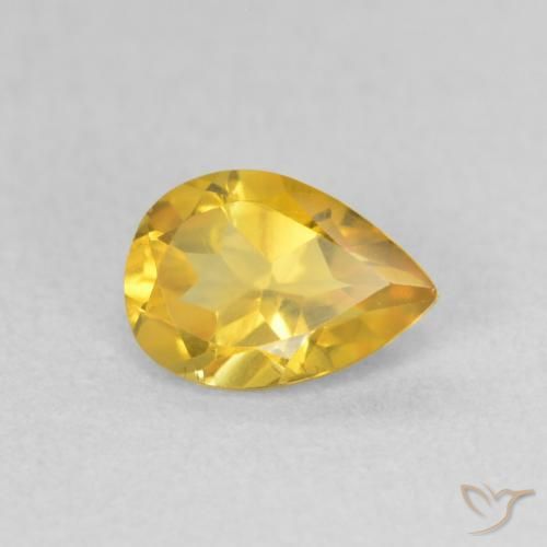 0.65 ct Golden Citrine Stone, Natural Citrine in Pear Facet Shape for Sale