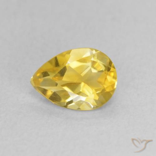 0.62ct Natural Yellowish Gold Citrine, Pear Shape, VVS-VS