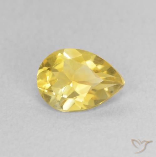 0.62 ct Yellow Citrine Stone, Natural Citrine in Pear Facet Shape for Sale