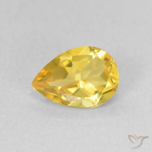 0.69ct Natural Medium Golden Citrine, Pear Shape, VVS-VS