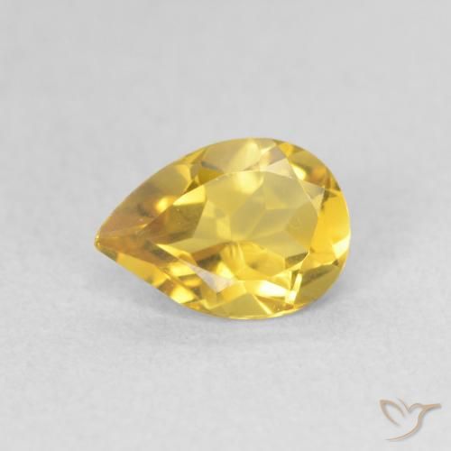 0.64ct Natural Golden Orange Citrine, Pear Shape, VVS-VS