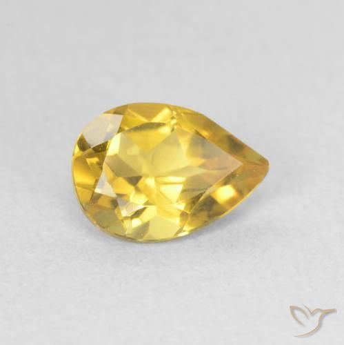 0.64 ct Golden Citrine Stone, Natural Citrine in Pear Facet Shape for Sale
