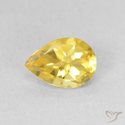 0.65ct Natural Tuscany Yellow Citrine, Pear Shape, VVS-VS