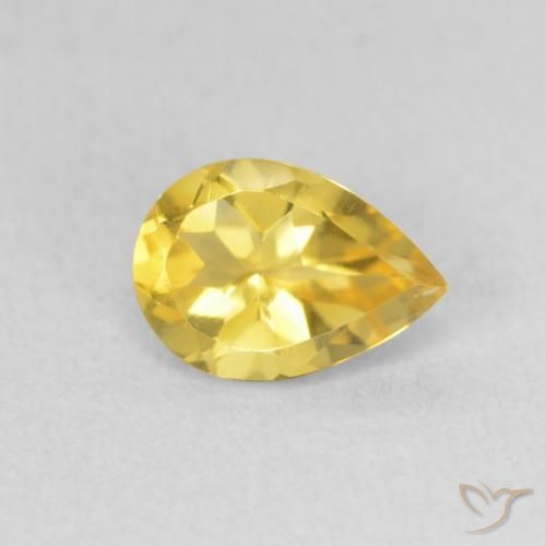 0.65 ct Yellow Citrine Stone, Natural Citrine in Pear Facet Shape for Sale