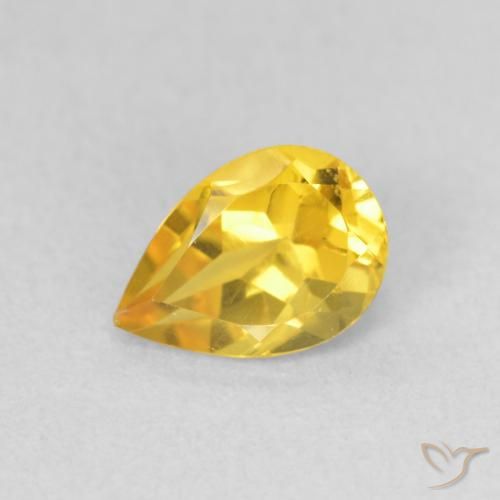 0.67ct Natural Golden Orange Citrine, Pear Shape, VVS-VS