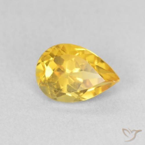 0.67 ct Golden Citrine Stone, Natural Citrine in Pear Facet Shape for Sale
