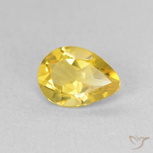 0.61 ct Golden Citrine Stone, Natural Citrine in Pear Facet Shape for Sale